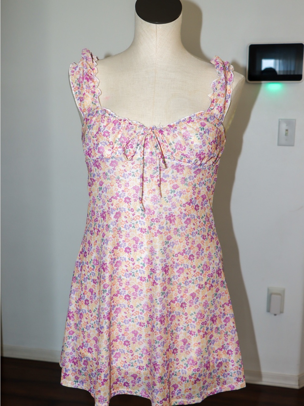Arizona Jean Company Pink and Purple Floral Lace-Trim Chemise